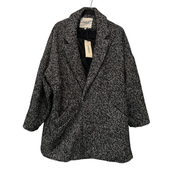 ba&sh Black Santa Twill Wool Blend Lady Coat Size Small - Picture 5 of 14